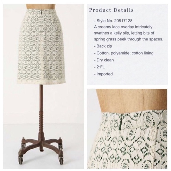 EDME & ESYLITE for ANTHROPOLOGIE ‘Aine’ Lace Overlay Pencil Skirt NWOT Size 8 - Picture 5 of 9